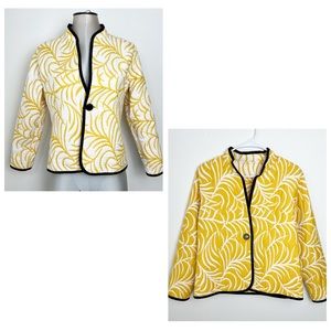 Trimdin Reversible Artisan Jacket Size Small S Yellow & White Palm Front Quilted